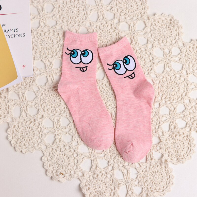 UN Paio di Occhi Belli di Disegno del Tubo Medio Femminile Calzini E Calzettoni Personalità Unica Grandi Occhi Del Fumetto del Cotone Puro delle Donne Calzini E Calzettoni: 05