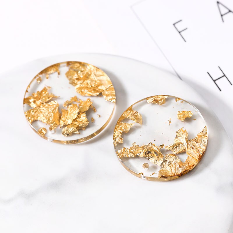 5pz 24/28 millimetri Foglia Oro Rotondo Della Resina Pendenti e Ciondoli per Risultati dell'orecchino Trasparente dell'annata Ciondola Gli Orecchini Gioielli Fai Da Te accessori F188: oro 24MM