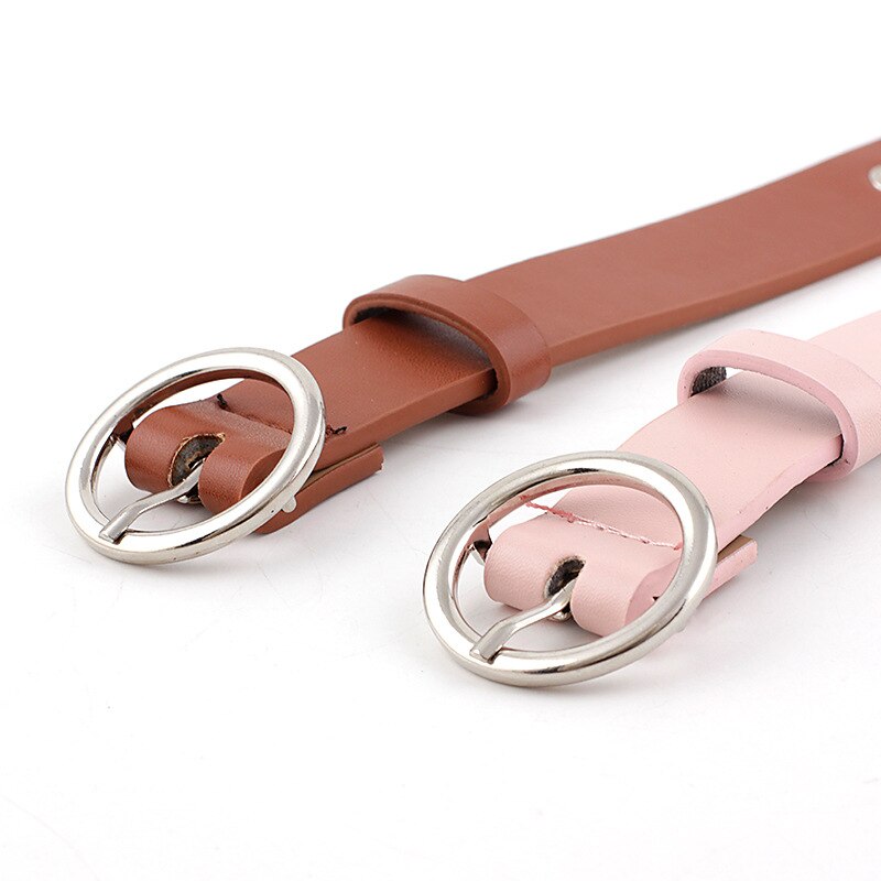 Round Pin Buckle Belt Women No Needle Pu Leather Wide Belts For Jeans Dress Skirts Solid Waistband Strap Belt girdle