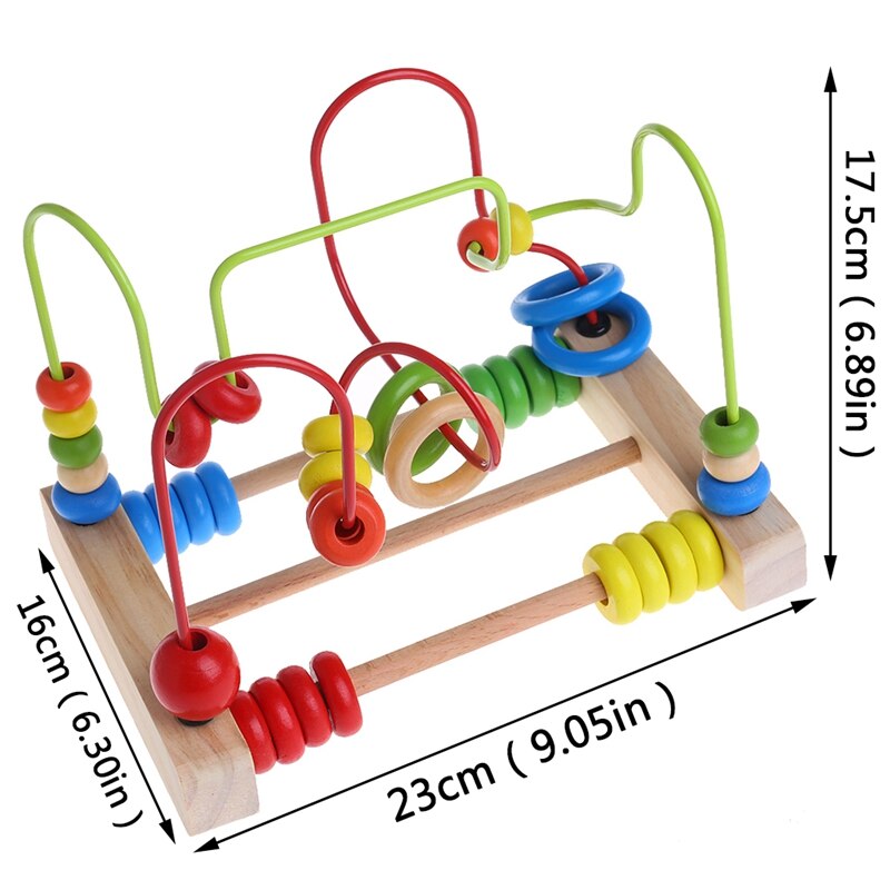 Montessori Giocattoli di Legno per il Capretto Cerchi Bead Wire Maze Roller Coaster Educativi di Legno Puzzle di Legno Giocattoli Per Bambini: 6