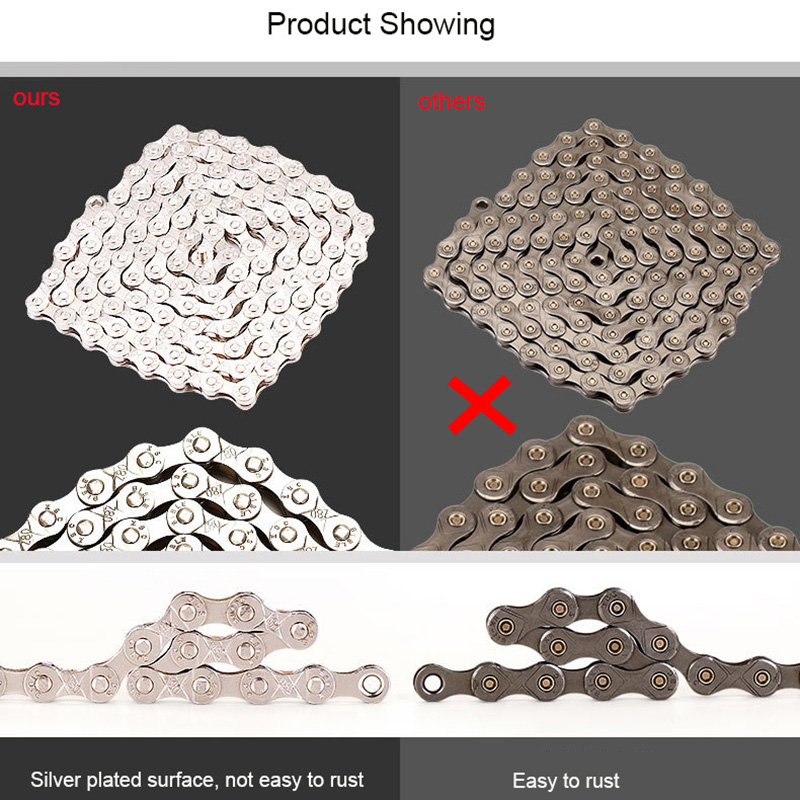 Bike Bicycle Chain 6 7 8 9 10 11 12 Speed Velocidade Electroplated Silver Chain Mountain Road Bike MTB Chains Part 116 Links