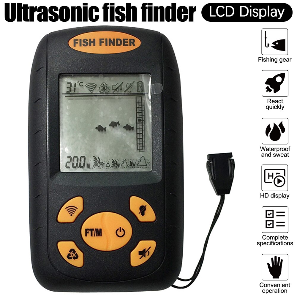 Handheld Fish Finder Portable Fishing Kayak Fishfinder Fish Depth Finder Fishing Gear With Sonar Transducer And LCD DisplayPor