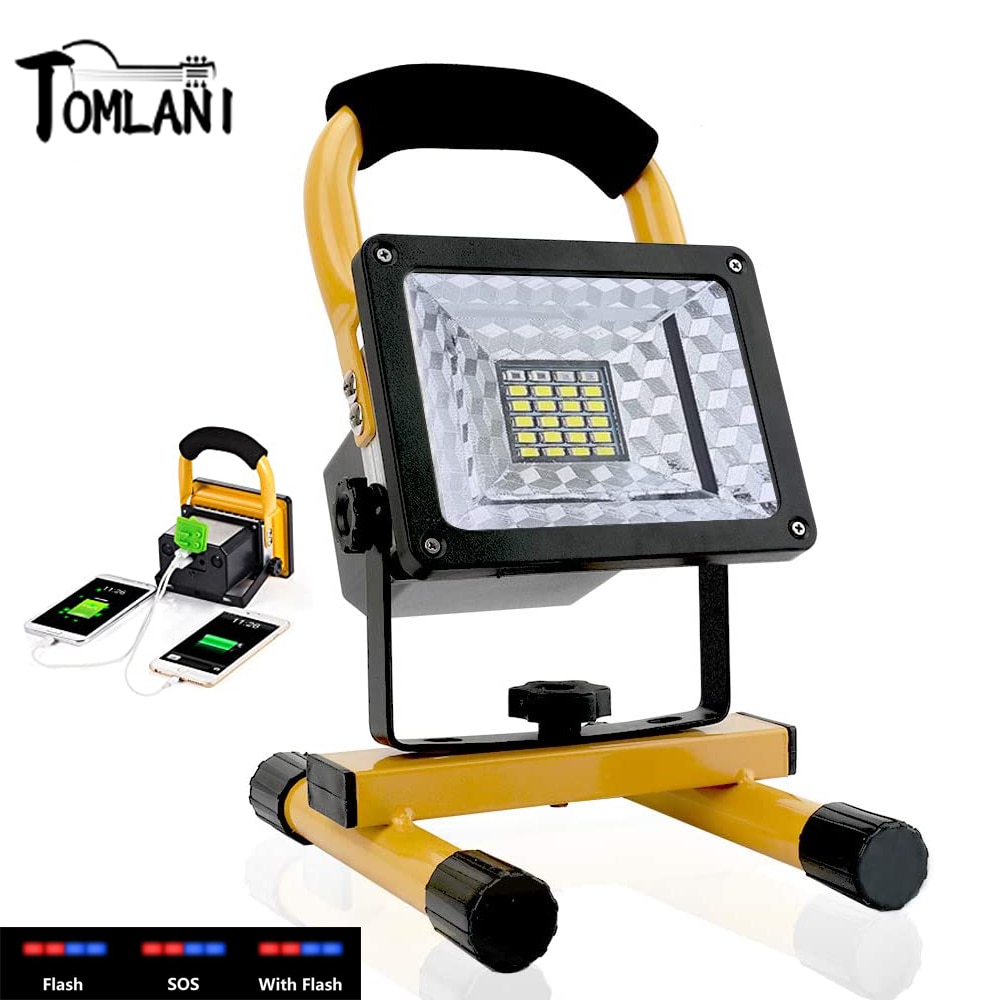 100W 24LED Led Portable Spotlight Super Bright 20000LM Work Light Waterproof Rechargable Floodlight for Camping Fishing Sport