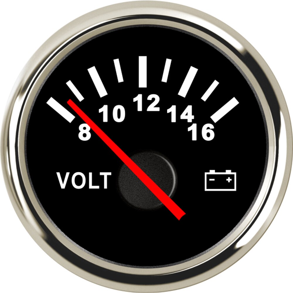 52mm volt meter mätare 8-16 volt 16-32v båt marin voltmeter auto reservdelar mätare motorcykel röd bakgrundsbelysning vattentät: Svart silver -8-16 v
