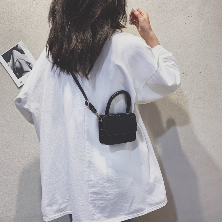 Damenhandtasche aus pu-leder, umhängetasche aus krokodilleder mit kette, Mini-quadrattasche