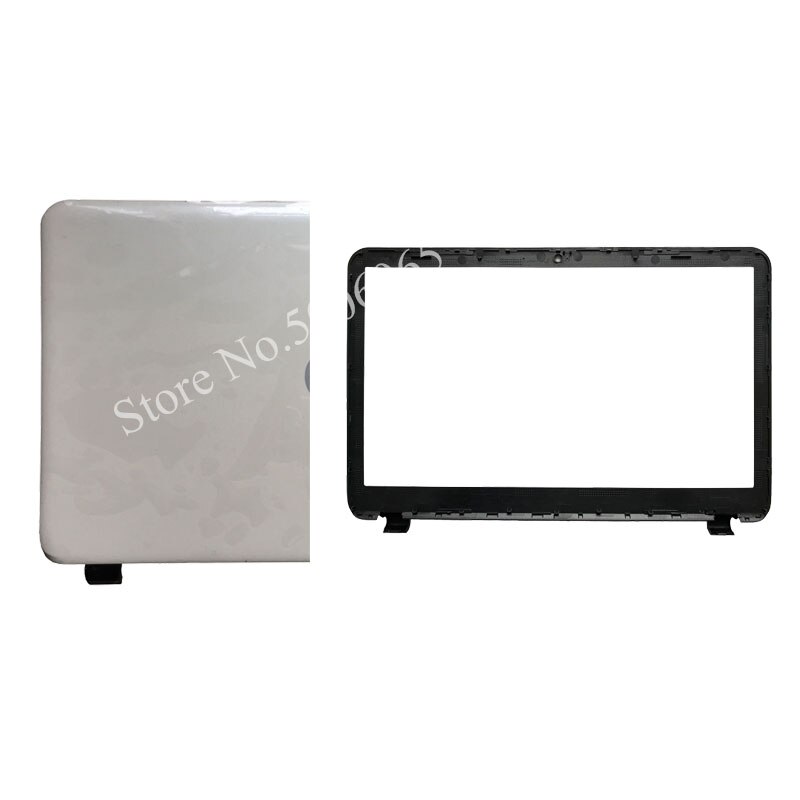 Nouvelle couverture arrière d'ordinateur portable LCD/lunette avant LCD/charnières pour HP 15-h005la 15-G 15-R 15-S 15T-R000 15Z-G000 245 250 N2815 256 15.6: White and B