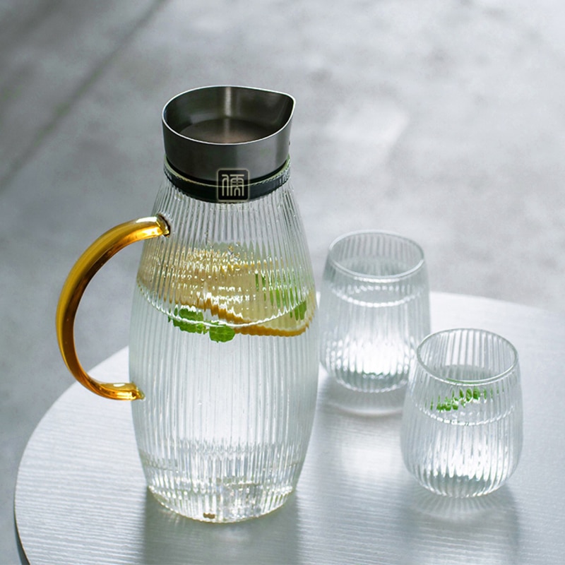 Transparent Glass Water Jug Creativity Heat-resistant Glass Cold Kettle Large Capacity Explosion-proof Household Juice Jug