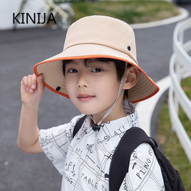 Zomer Katoen Jongen Emmer Hoed Kinderen Solid Plain Panama Unisex Strand Meisjes Zon Hoeden Snoep Kleur Cap Uv-bescherming Kids motorkap