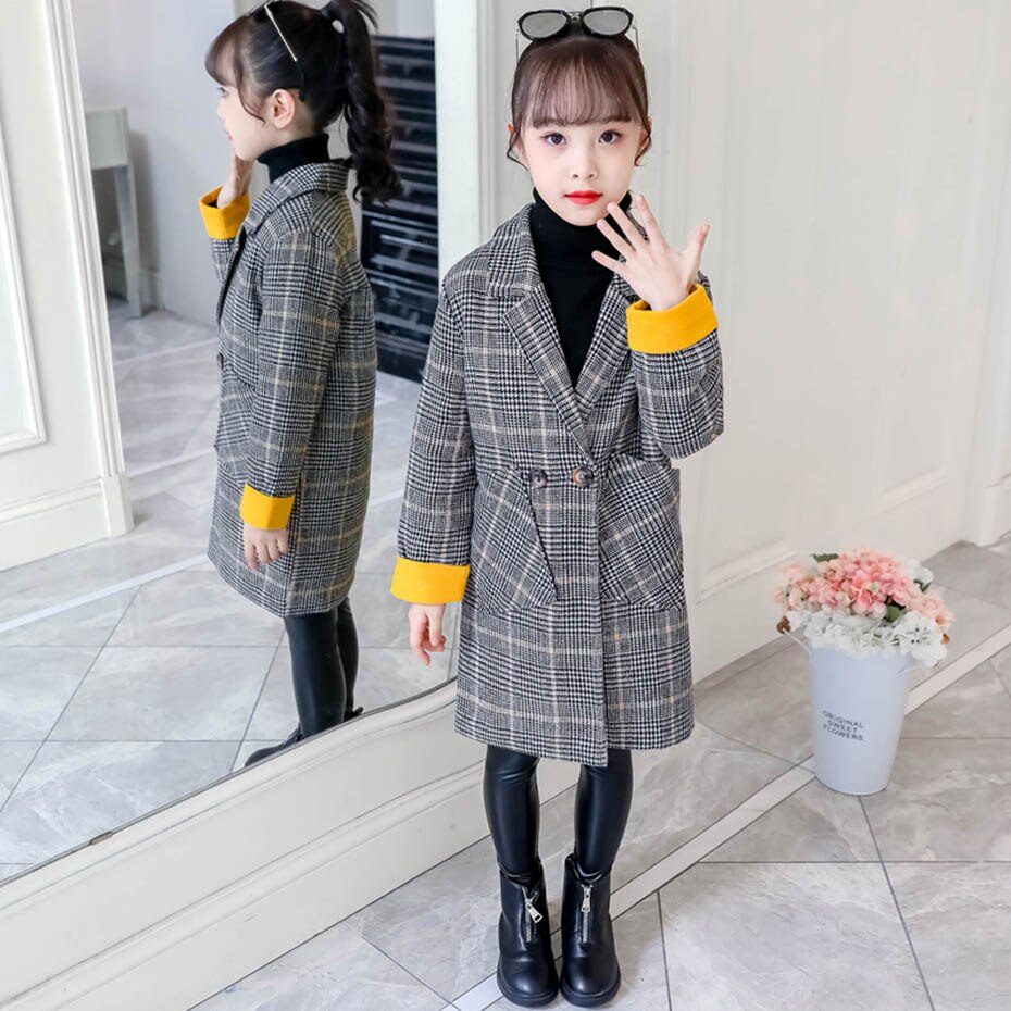 Chaqueta para niñas con estampado a cuadros, abrigos para niñas, ropa de retales, chaqueta de estilo informal, ropa para niñas de 6, 8, 10, 12 y 14 años