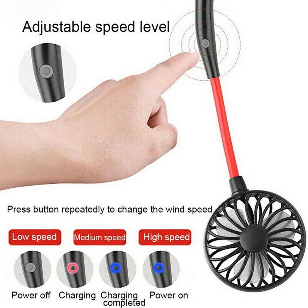 Summer Portable Hands-free Neck Band Hands-Free Hanging USB Rechargeable Dual Fan Mini Air Cooler Outdoor Sports Running