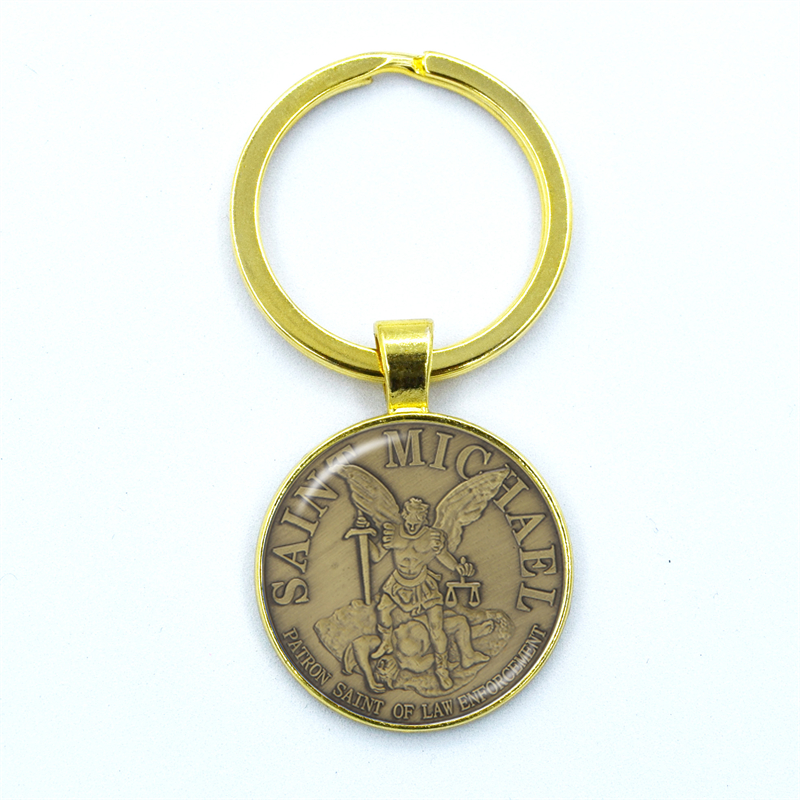 Aartsengel St.Michael sleutelhanger Bescherm mij Saint Shield Angel Protection hanger sleutelhanger Orhodox amulet christelijke sieraden cadeau