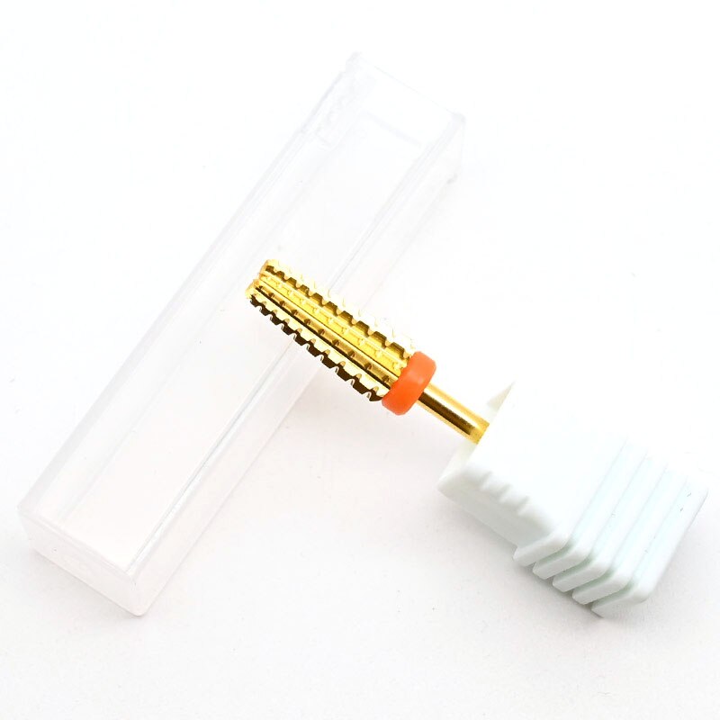 Xf-xc-brocas para manicura de uñas, brocas de taladro eléctrico de 5 vías con barril de carburo dorado, broca para uñas: 2X  Course