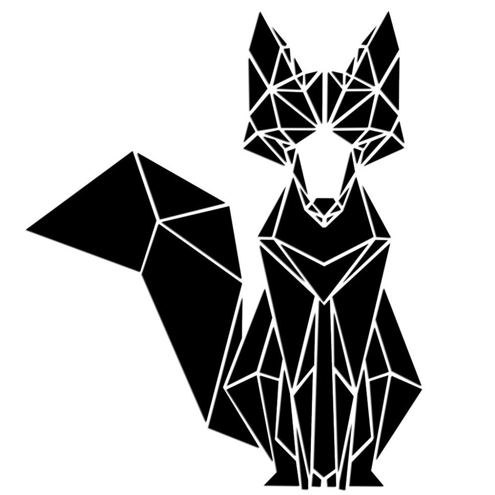 Geometric Animal Foxs 3D Acrylic Mirror Wall Stickers Living Room Wall Decals Mirrored Decorative Sticker For Kids Room CD: Black