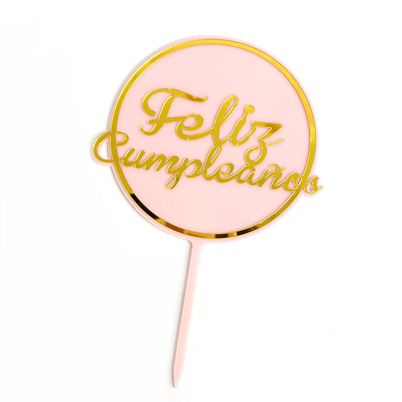 Akryl spansk grattis på födelsedagen tårta topper feliz cumpleanos bakning tårta dekoration barn födelsedagsfest gunst