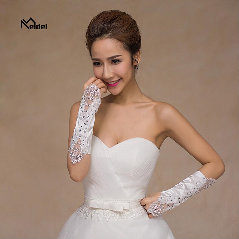 Guantes de encaje sin dedos para dama de honor, accesorios de boda, guantes blancos, accesorios de vestir