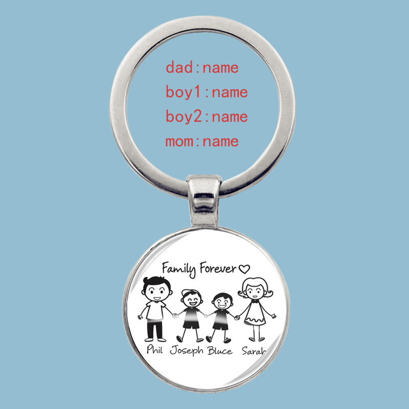 Lindo llavero familiar para siempre familia hermosa llave familiar colgante cumpleaños bautismo evento escolar recuerdos se pueden personalizar: Azul marino
