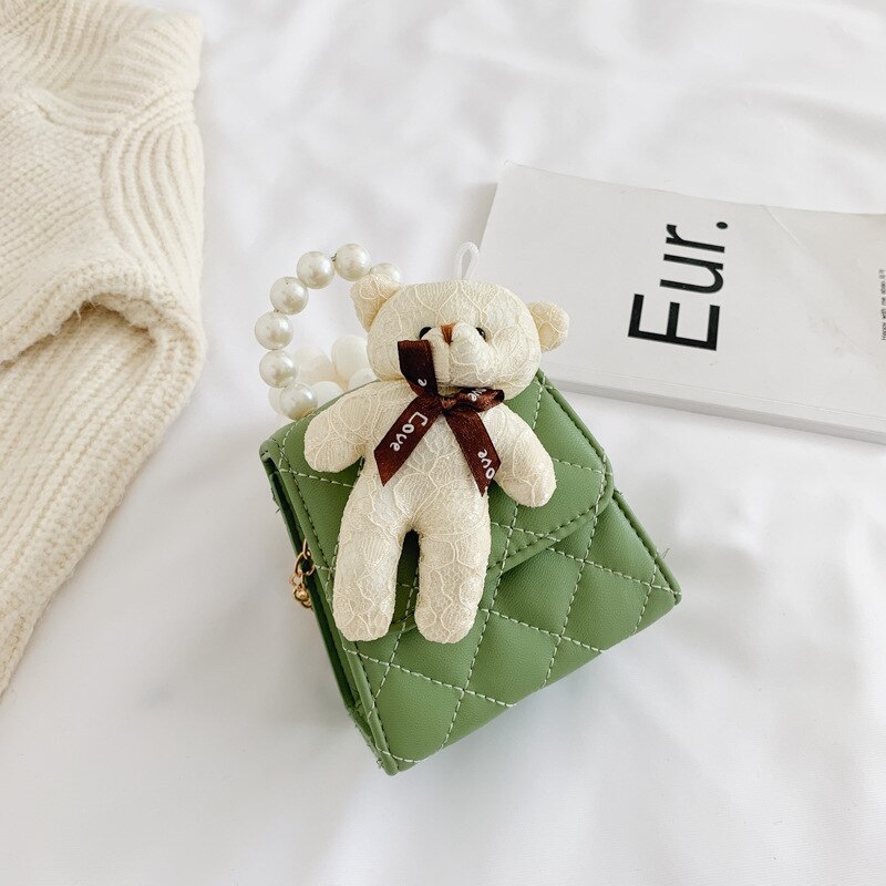 Meisjes Mini Handtas Kinderen Schoudertas Mode Bloem Klinknagel Glitter Metalen Ketting Emmer Kid Flap Bag Shiny Party Baby Portemonnee: Green 2