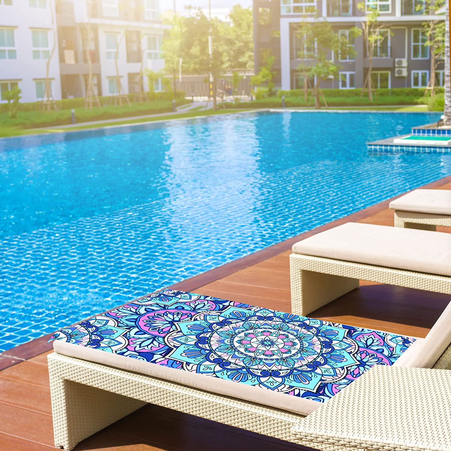 Microfiber Blau Mandala Strand Handtuch Decke dünn Leicht saugfähig schnell trocken Baden Bad Dusche Schwimmbad Handtuch Bohemien Handtücher