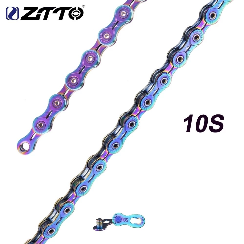 ZTTO Bike 10 speed Rainbow Chains MTB Road Bike 10S Durable Chains Master link Rainbow EL SLR chain for Mountain Road Bike