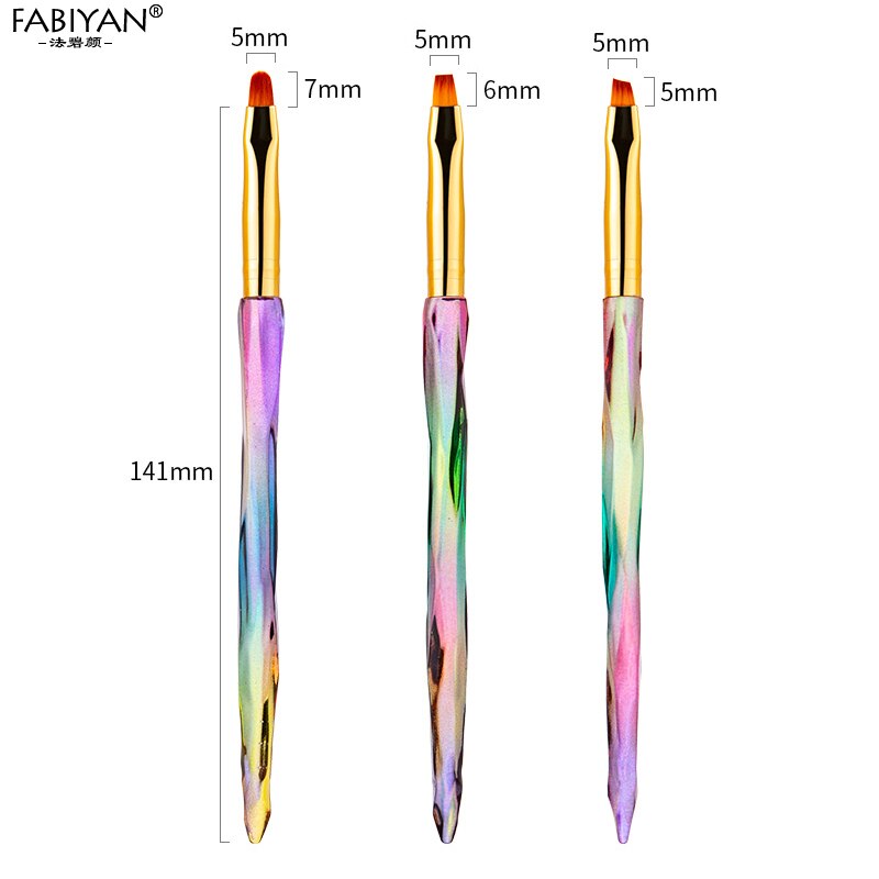 3Pcs Nail Art Brush Gradiënt Acryl Pen Franse Liner Pen Tekening Lijnen Of Schilderen Bloem Diy Manicure Tool: 02