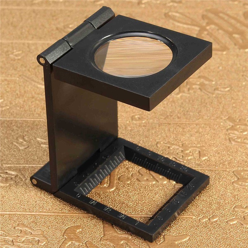 10X 28mm Microscope Folding Magnifier Stand Loupe with Scale for Textile Optical Foldable Magnifying Glass Tool