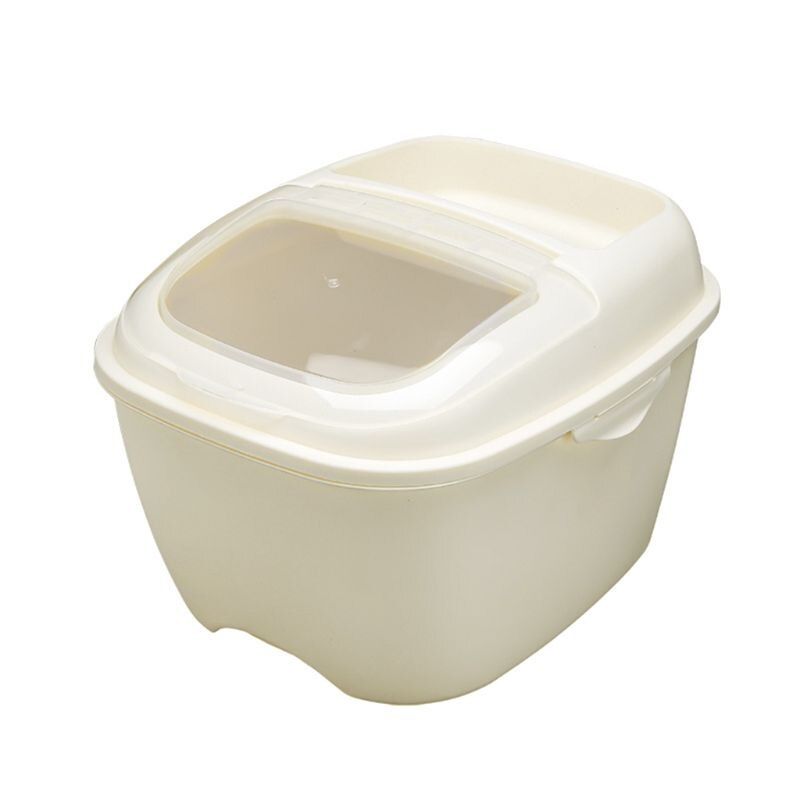 Recipiente hermético reutilizable para arroz de gran capacidad, 10kg, recipiente para harina de grano con tapa abatible, caja de almacenamiento de alimentos, cocina sellada: Marfíl