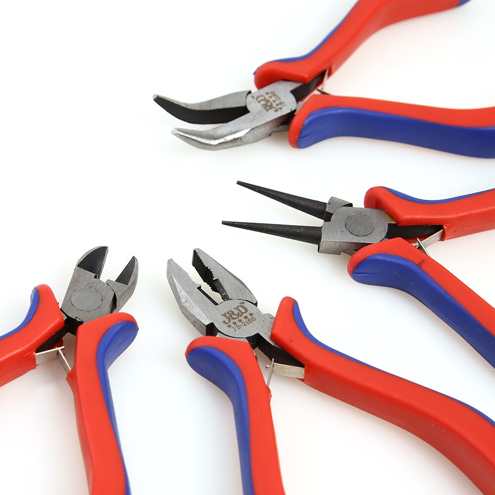 8PCs Electrical Wire Cable Pliers Set Long Nose with Teeth Flat Jaw Round Curve Needle Diagonal Nose Wire End Cutting Cutter