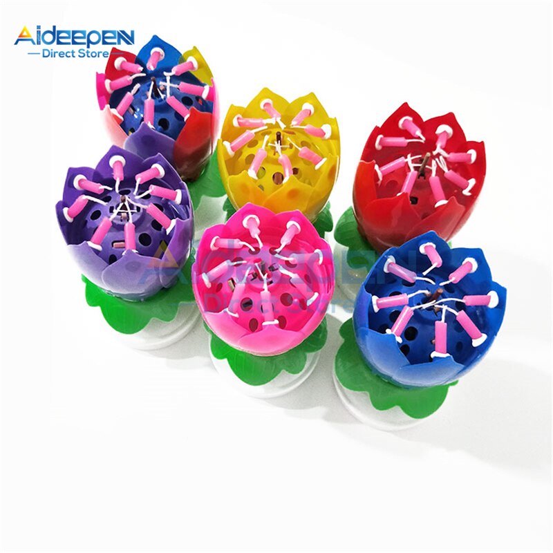 LotusBirthday-Velas giratorias de música, coloridas velas giratorias, Festival de Navidad, música decorativa, de boda, decoración de pasteles DIY