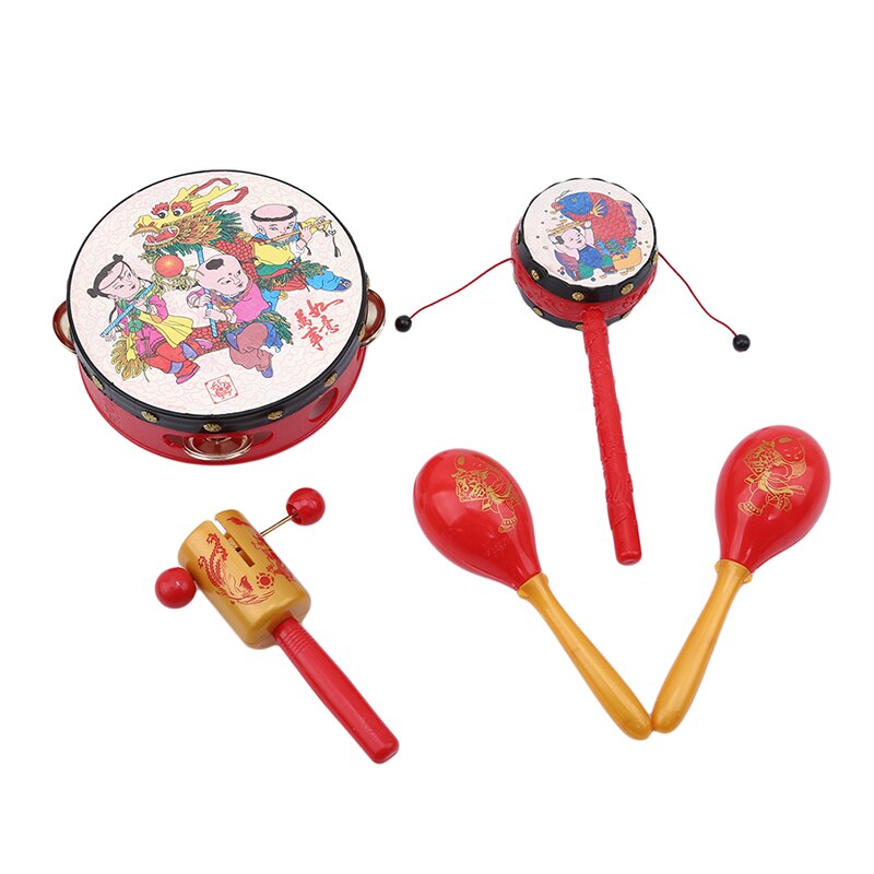 Baby børn rangle pellet tromle tegneserie musikinstrument legetøj baby børn kinesisk traditionel rangle tromle musik legetøj