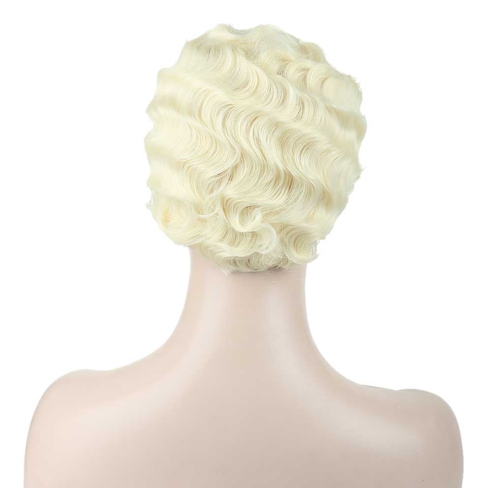Wtb varmebestandig syntetisk kort krøllet pink sød paryk til røde fingerbølger kvinders afrikanske afro kort hår paryk: 613