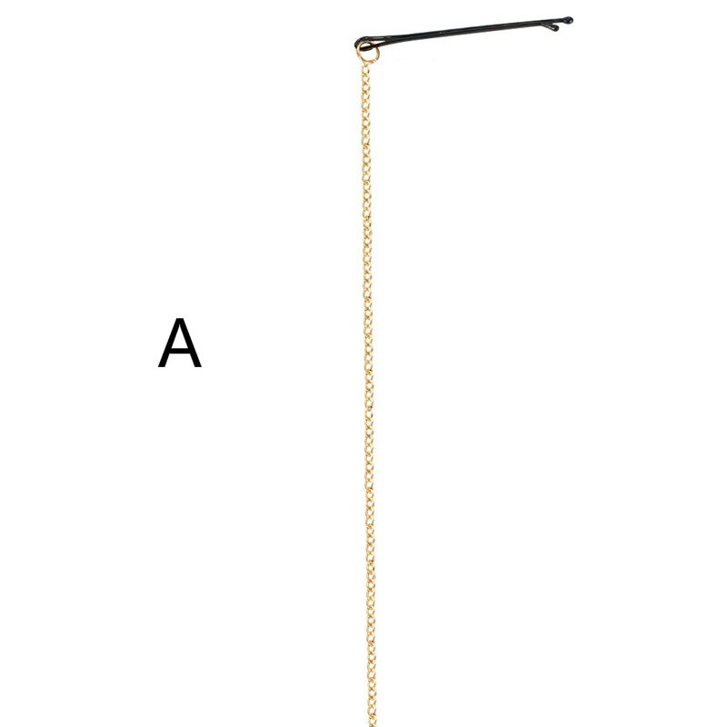 Einfache Haar Kette Schmuck Clips Gold Farbe Haar Zubehör Für Frauen Hochzeit Braut Haarband: A
