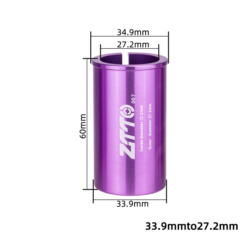 ZTTO-Adaptador de tija de sillín para bicicleta, manga de tubo de asiento, espaciador de aleación para ciclismo de montaña y carretera, cambio de tamaño 25,4, 27,2, 31,6: 7-27.2 to 33.9