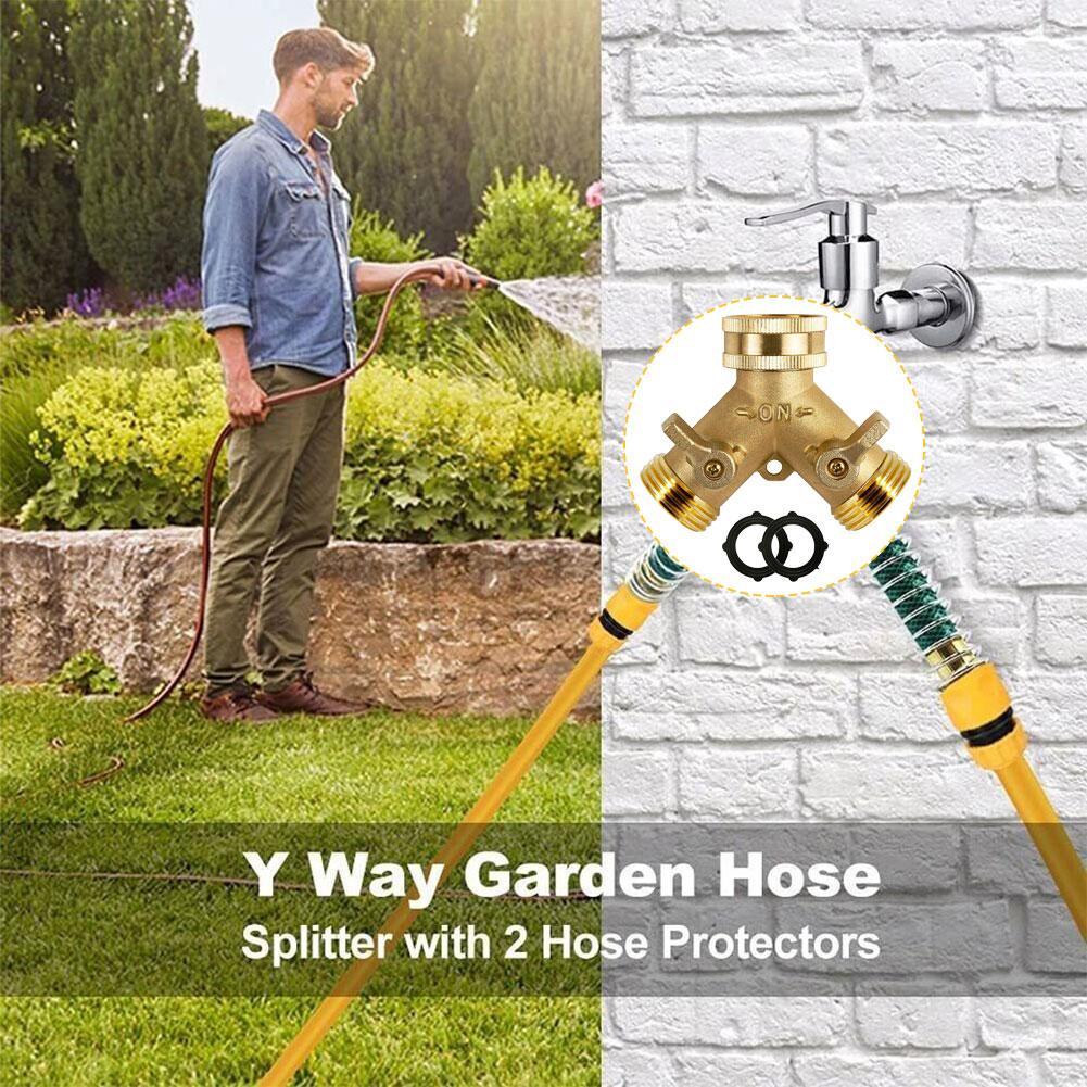 Messing 3/4 "Gartenschlauch Splitter 2 Weg Wasserhahn Y-typ Bewässerung Anschluss Garten Wasserhahn Für Outdoor Wasserhahn Y6v8