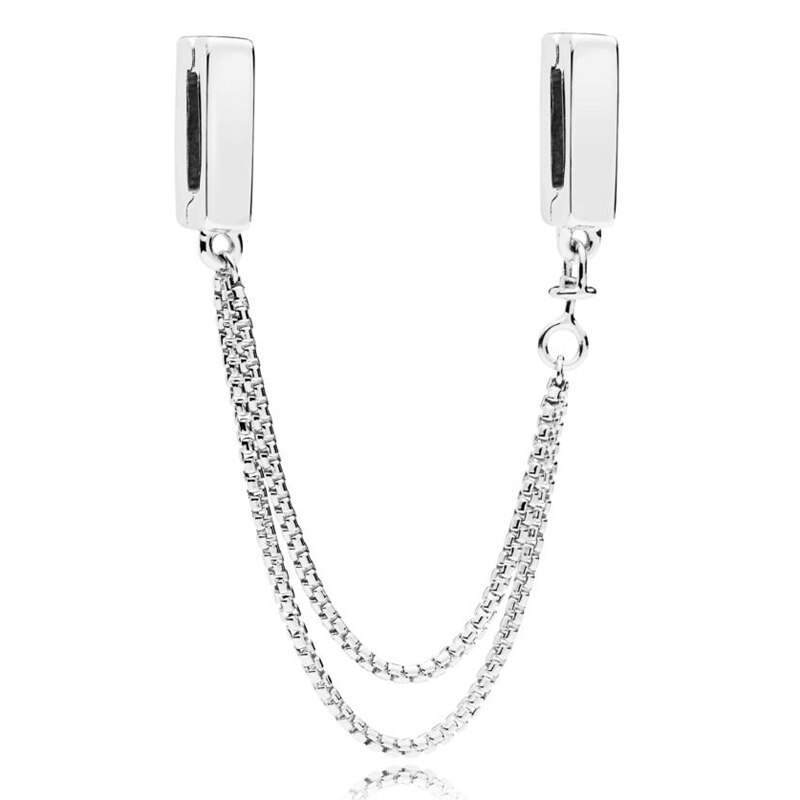 Ægte refleksioner rosa guld glat sikkerhedskæde clip charm 925 sterling sølv originale perle fit armbånd gør-det-selv smykker: 1