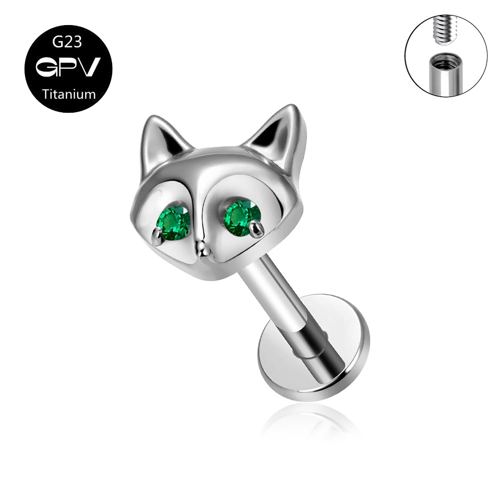 Reines Titan G23 Ohr Wirbel Nagel tränenreich kleine Fuchs Persönlichkeit Hochglänzender Ohrschirm Perforierter Schmuck Ohrnagel Earbone Nagel: Lila / Rhodium überzogen