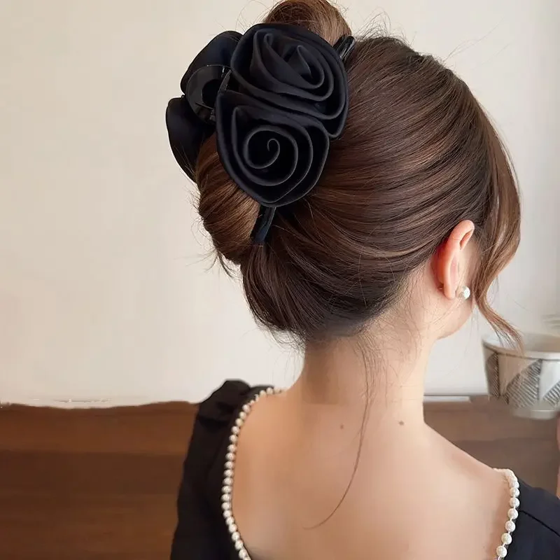 Pinzas en forma de garra para el pelo de rosa francesa, horquilla con temperamento, tocado de princesa para mujer, Clip de agarre a la , accesorios para cabello femenino: Lavanda