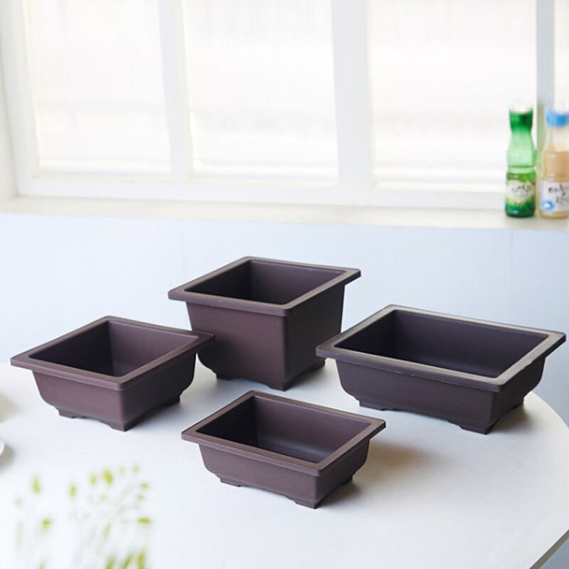 Pot de fleurs en plastique pour Imitation, balcon carré, bol à bonsaï pour pépinière et jardinière rectangulaires, Pots de fleurs à fond du plateau