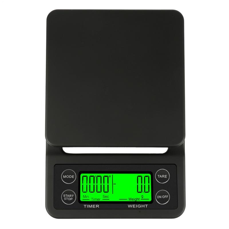 Usb-laddare hushållskaffe som väger 0.1g dropp kaffevåg med timer bärbar elektronisk digital köksvåg: Svart / 3kg 0.1g
