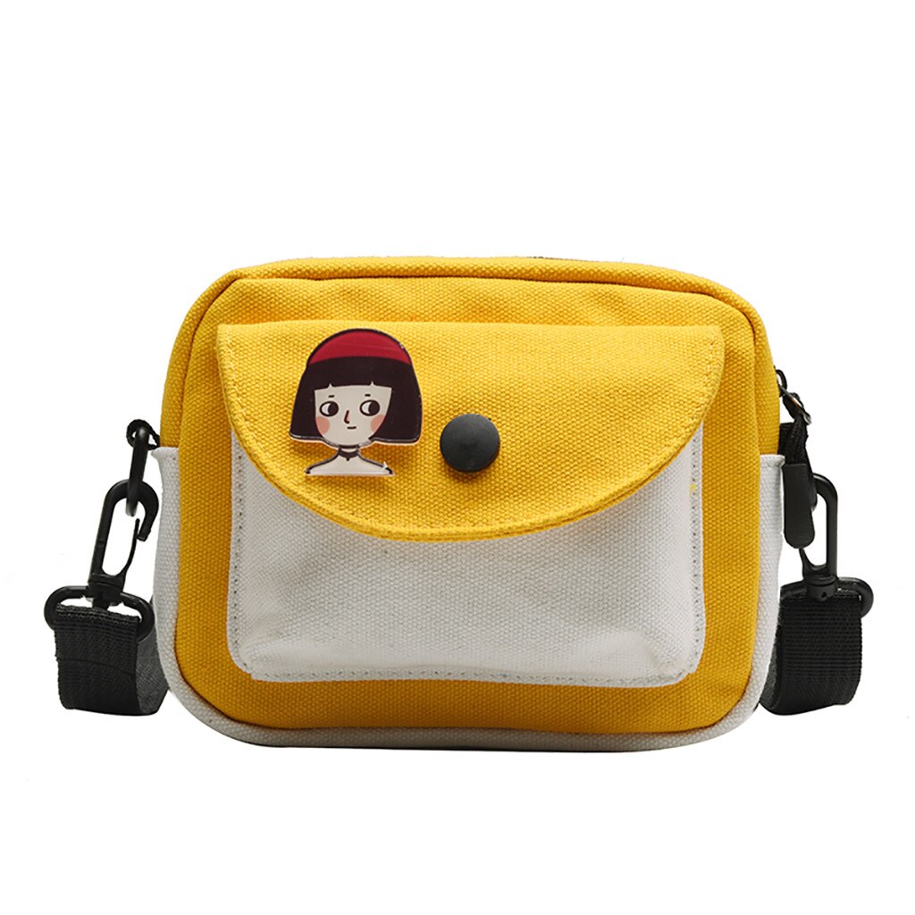 Fermeture éclair en plein air toile sac de messager Sport poitrine sac femmes arc-en-ciel applique contraste couleur hip hop sac adolescent filles: yellow