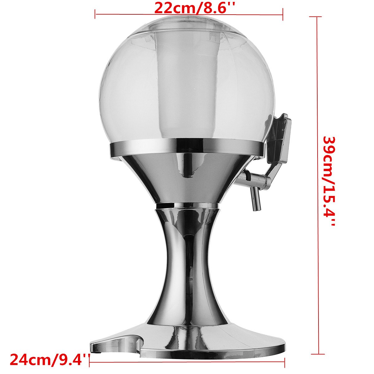 3.5L Bar beer Tower Dispenser Party Wine Beer Water juice Beverage Tabletop Home Bar Liquid Drinking Ice Core Container Pourer: Silver