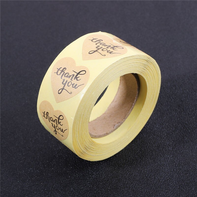 500pcs/roll kraft seal sticker scrap-booking label round for baking package sealing thank you handmade with love: 4