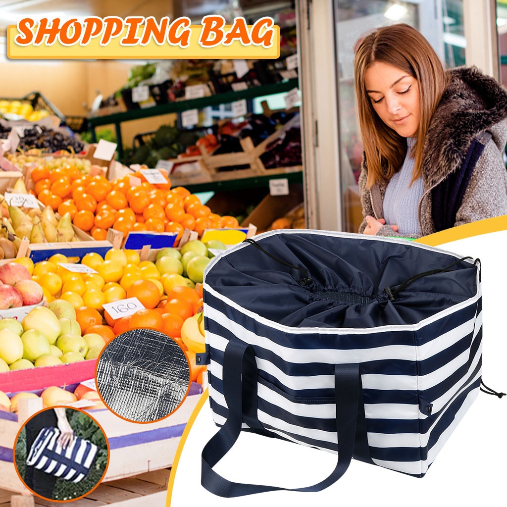 Sac à provisions Portable imperméable à l'eau rayure Oxford grand sac de glace sac isolé fourre-tout alimentaire lait maternel sacs de stockage déjeuner Bento sac