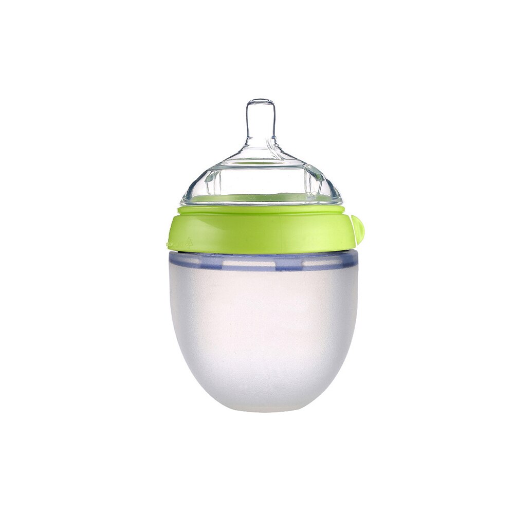 150ml & 250ml baby modermælk flaske bred hals blød silikone fodring container spædbarn drikke vandflaske børn ammende flasker: Grøn 150ml