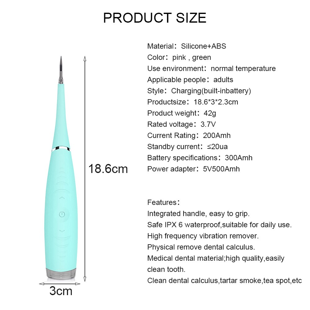 USB Electric Ultrasonic Sonic Dental Scaler Tooth Calculus Remover Cleaner Tooth Stains Tartar Tool Whiten Teeth Tartar Remove