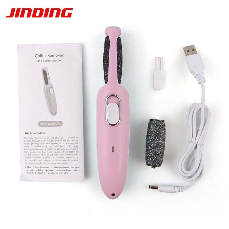 Elektrisk fodfil fjernelse af hård hud fodsliber usb opladning afskalning hård hud smuk fod 2 gear juster pedicure maskine: Lyserød