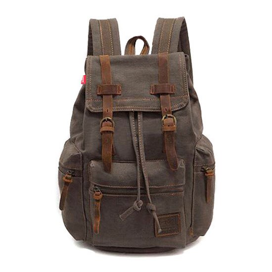 Scione Vintage Reise Rucksäcke Männer Leinwand Schule Laptop Kordelzug Bagpack Große Kapazität Retro Teenager Schulter Taschen: Army Green Small