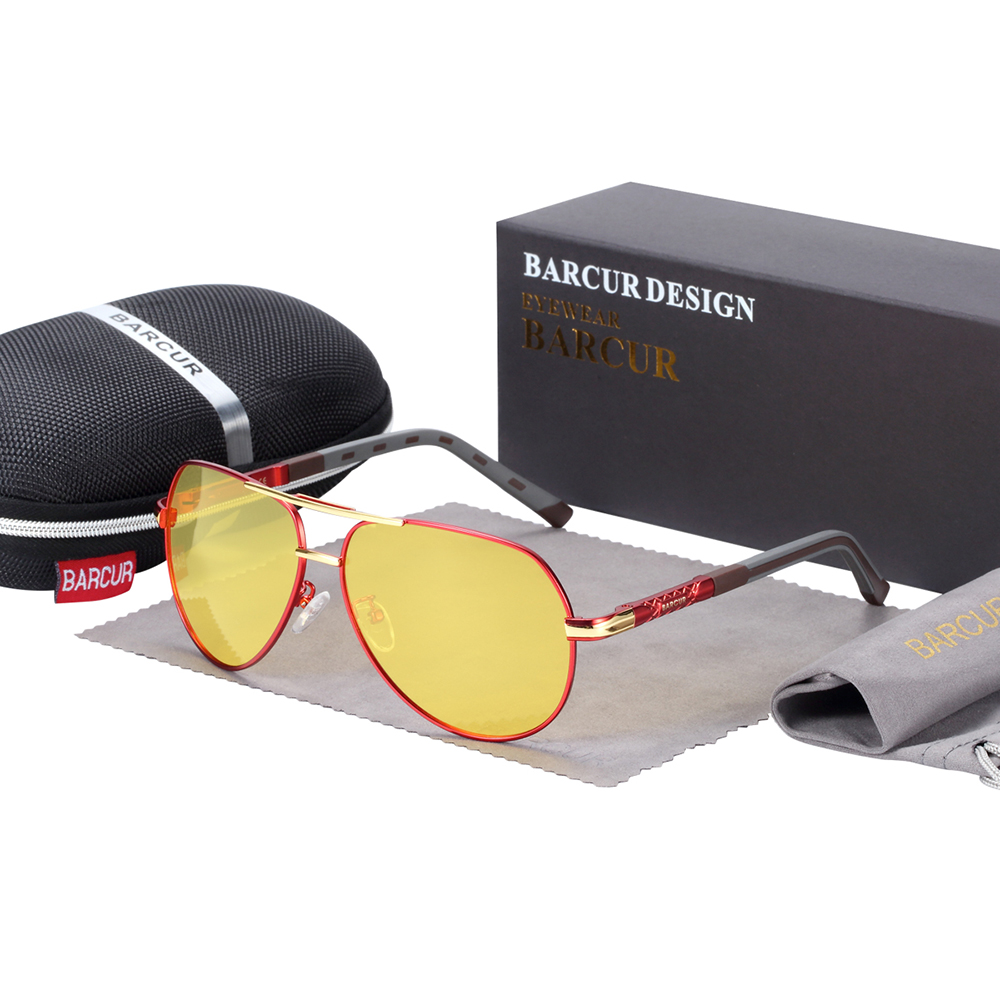 BARCUR Männer Sonnenbrille Original Polarisierte Fahrer gläser Polaroid sonnenglas Männliche Pilot Brillen: Brown