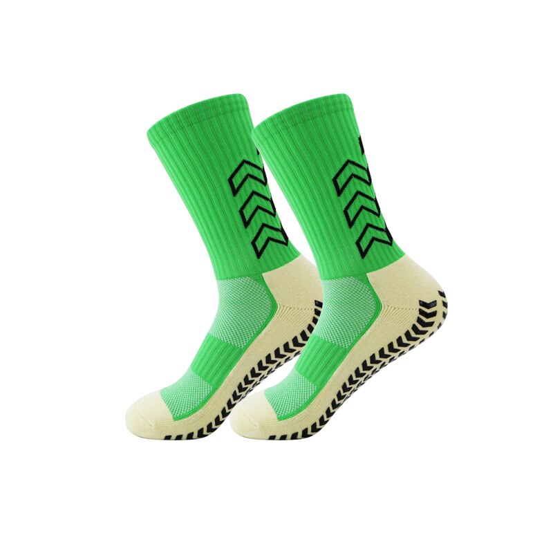 Fußballsocken, rutschfest, weich, atmungsaktiv, für damen und herren, mit verdickter frotteesohle: Hellgrün