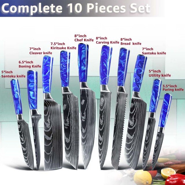 Kitchen Chef Knife Santoku Japanese Knife 7CR17 High Carbon Stainless Steel Damascus Drawing Meat Vegetable Knives