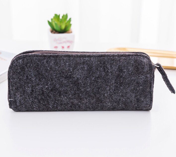Estuche de tela para lápices, caja de suministros para la escuela, suministros de oficina, artículos de papelería con cremallera, color negro y gris: 2black